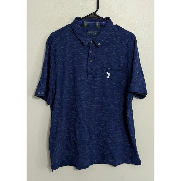 William Murray Men's Large Blue Performance Front Pocket Golf Polo Shirt - Picture 2 of 4